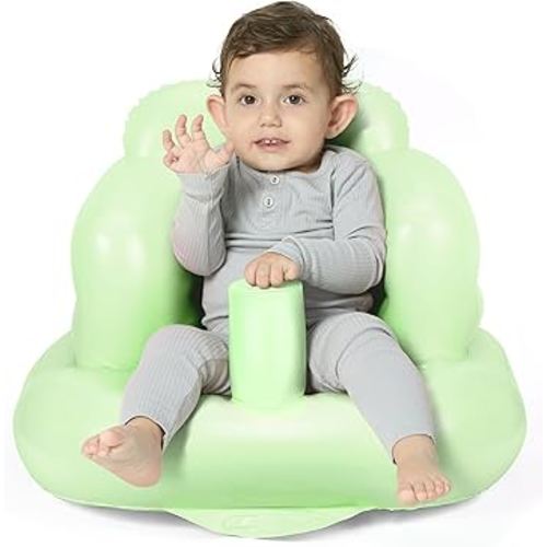 Mink Inflatable Baby Seat for Babies 3+ Months,Infant Floor Seats for Sitting Up,Portable Blow Up Baby Chair with Built in Air Pump, Ideal for Sitting Up and Learning to Play (Grass Green)