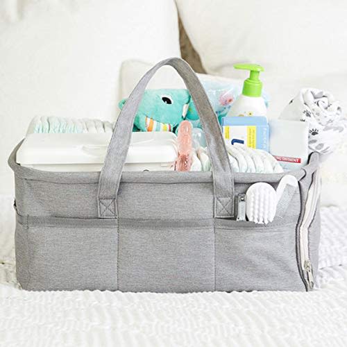 Kids N’ Such Portable Baby Diaper Caddy Organizer With Handle For Nursery & Car, Gray