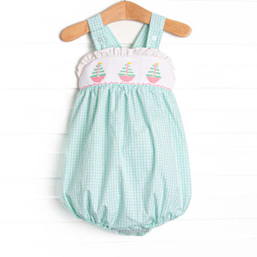 Striped Sails Smocked Bubble, Mint – Stitchy Fish