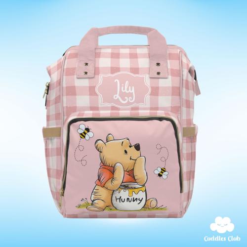Personalized Pooh Diaper Backpack - Nursery Bag