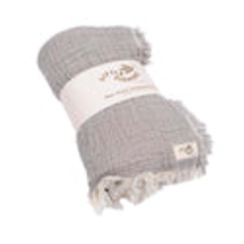 Little Fishies Gauze Receiving Blanket - Grey | Sand Cloud