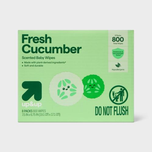 Fresh Cucumber Baby Wipes - 8pk/800ct Total - up&up™: Alcohol-Free, Hypoallergenic, Contains Aloe, Paraben-Free