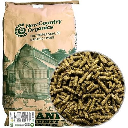 New Country Organics Rabbit Food Pellets - Essential Bunny Supplies - Corn-Free and Soy-Free - 15% Protein Rabbit Feed - Certified Organic and Non-GMO - 25 lbs