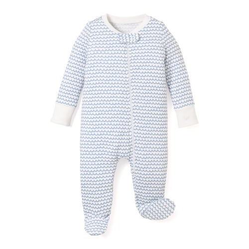 Wave Stripe Pima Cotton Footie, 3-6M
