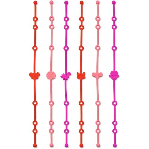 6-Pack Baby Toy Straps, Silicone High Chair & Stroller Straps, Toddler Bottle & Car Seat Accessories, Baby Travel Essentials with Pacifier Clips (red)