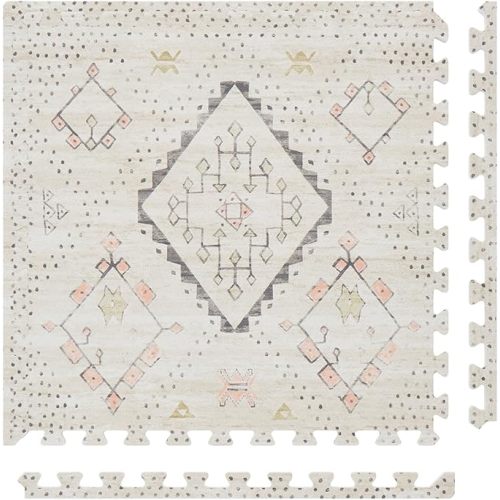 House of Noa Play Mat – 4x6 Linen Gemma – Set of 6 Tiles – Cushioned EVA Foam Play Mat for Floor, Soft Interlocking Mats for Hard Floors