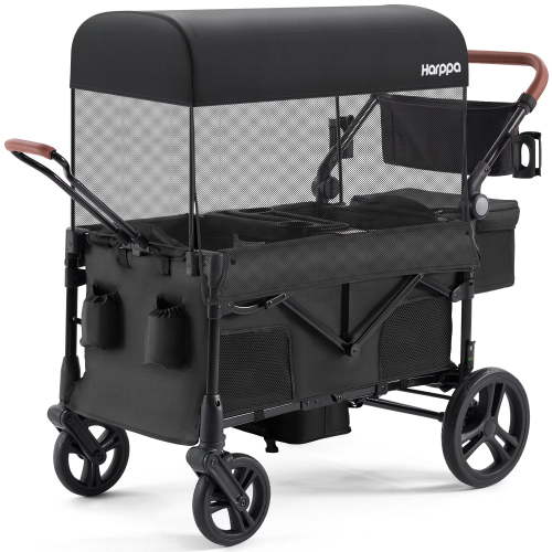 HARPPA Foldable Wagon Stroller for 2 Toddlers, Canopy, 32.9 lbs