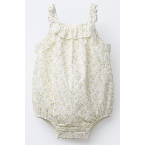 TEXTURED FLORAL ROMPER - Ecru | ZARA United States