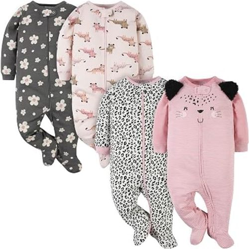 Gerber Baby Girls 4-Pack Sleep 'N Play Footie