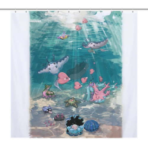 Pokemon Shower Curtain Cartoon Anime for Boys Grils Gift 72x72Inch (183x183cm)
