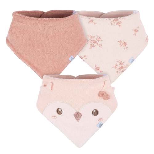 3-Pack Baby Girls Pink Owl Bandana Bibs