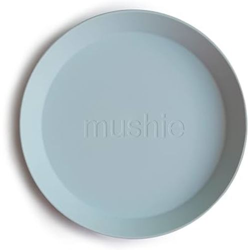 mushie Round Dinnerware Plates for Kids | Made in Denmark, Set of 2 (Powder Blue)
