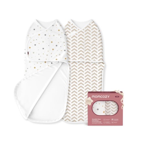 Momcozy Swaddles for Newborns, Quiet Fastener Swaddle Suitable for Infant 0-3 Months, New-Parent-Friendly Sleep Sack, Reduce Startle Reflex, Newborn Boys Girls Registry Essentials, 2-Pack, Wonder