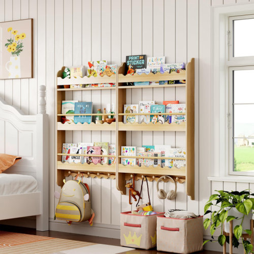 Ebern Designs 39.4" H X 23.6" W Wooden Kids Floating Bookcase with 3 spacious open shelves | Wayfair