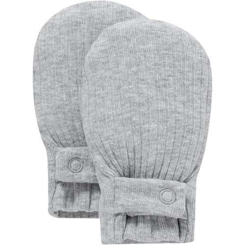 Baby Newborn No Scratch Mittens Stay On Cotton Gloves 0-12 Months | Organic Cotton, Adjustable 2 Snap, Soft & Breathable, with Elastic Wrist, Infant Boy Girl Must Haves Essentials, Shower Gifts