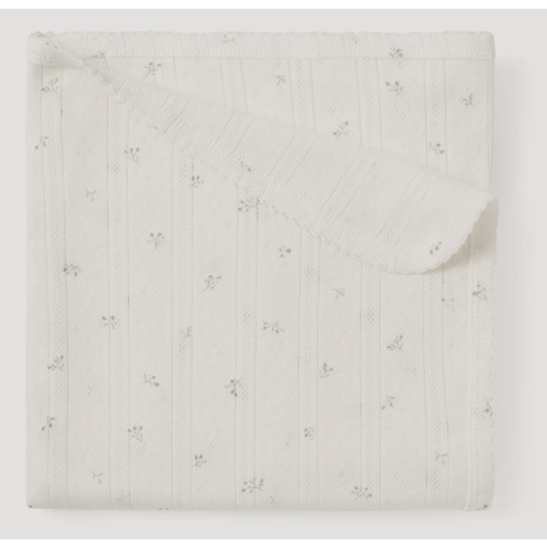 Elegant Baby - White Floral - Organic Cotton Pointelle Baby Blanket
