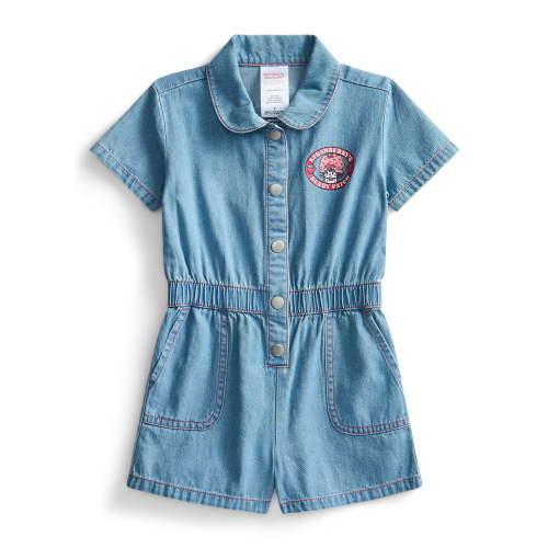 Strawberry Shortcake Toddler Girls Denim Romper with Short Sleeves, Sizes 12M-5T