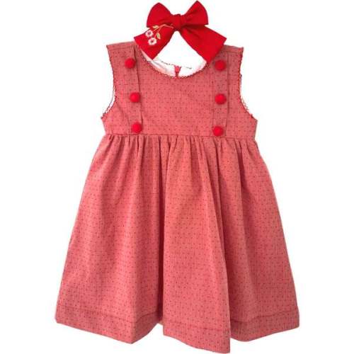 Red Swiss Dot Dress with Bow - Pineapple Sunshine | Maisonette