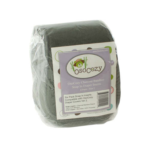 Clearance - Osocozy Charcoal Bamboo Snap-In Diaper Inserts (6 pk)