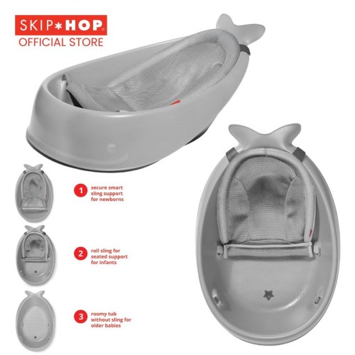 Skip Hop Moby Smart Sling 3-Stage Tub - Grey Baby Bathtime Fun