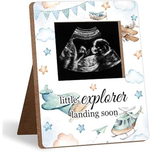 Vintage Airplane Baby Shower Decor Frame, Airplane Baby Shower Party Supplies, for Expecting Parents-to-Be Keepsake Gifts, Pregnancy Sonogram Frame Keepsake, Gender Reveal Presents