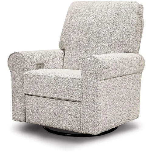 Monogram Monroe Pillowback Power Recliner - Black + White Boucle