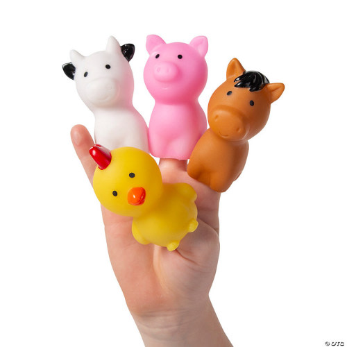Mini Farm Animal Pig, Cow, Horse, Chicken Finger Puppets - 12 Pc. | Oriental Trading