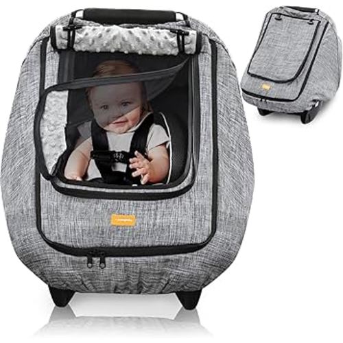 Waterproof Baby Car Seat Cover,Cold Weather Carseat Cover for Babies,Infant Car Seat Cover Canopy for Boy Girls,Windproof Car Seat Canopy for Boys & Girls, Keeps Babies Warm and Cozy