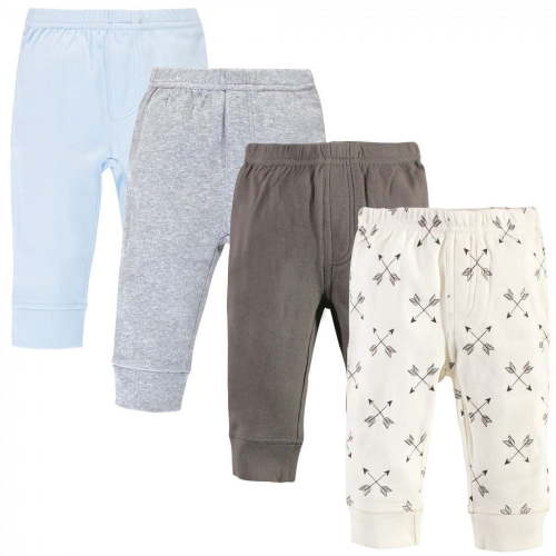 Touched by Nature Baby and Toddler Boy Organic Cotton Pants 4pk, Arrow, 0-3 Months