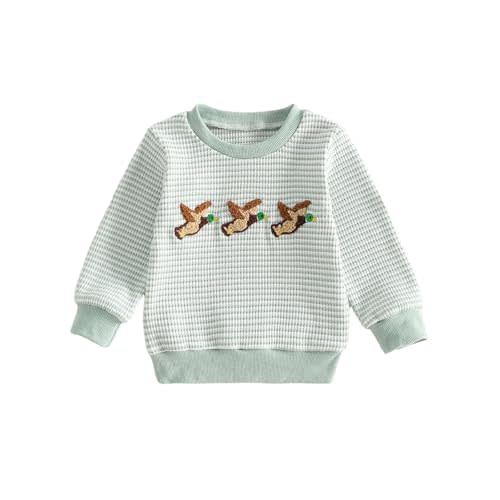 Bagilaanoe Infant Toddler Baby Boy Long Sleeve Sweatshirt Mallard Duck Waffle Knit Outfit Fall Winter Clothes