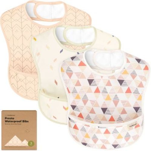 KeaBabies 3pk Presto Baby Bibs Waterproof with Food Catcher, Lightweight Toddler Bibs for Eating
