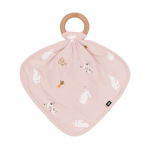 Lovey in Blush Rabbit with Removable Wooden Teething Ring