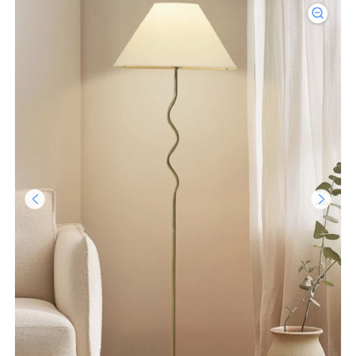 Brightech Squiggle 62" LED Floor Lamp with Twisting Base and Ivory Empire Shade - Brass