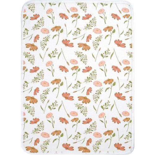 haakaa Waterproof Changing Pad Liners, 100% Cotton, Soft & Breathable (1pc, 19.5" x 27.5" Velvet Bloom)