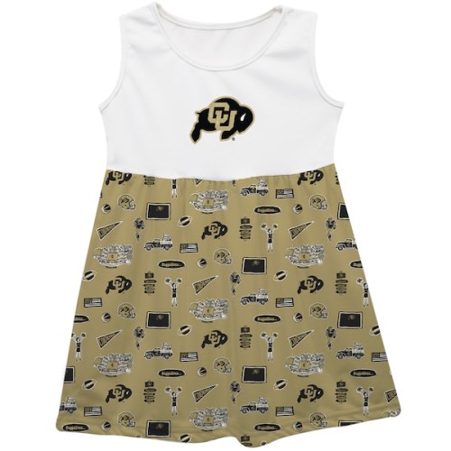 Girls Infant Vive La Fete  Gold Colorado Buffaloes Impressions Artwork Tank Top Dress
