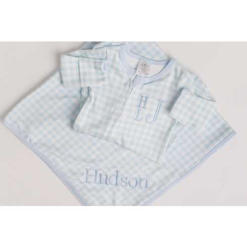 Baby boy coming home outfit, monogrammed newborn boy outfit, embroidered baby boy outfit, blanks blue gingham
