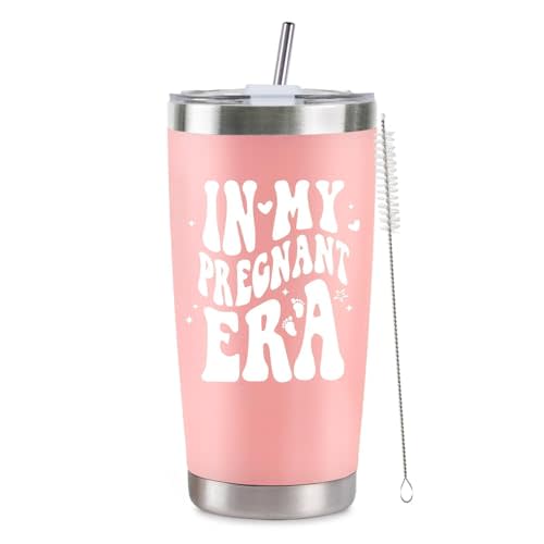 New Mom Gifts for Women, Pregnancy Gift for First Time Mothers, Mom to Be Tumbler, 20oz Insulated Cup with Lid & Straw for Wife Sister Daughter Gender Reveal Baby Shower Mothers Day Xmas Gifts(Pink)