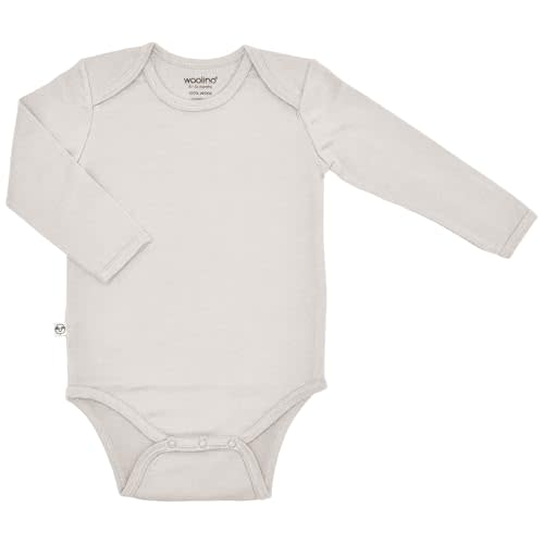Woolino 100% Superfine Merino Wool Baby Bodysuit - Long Sleeve Bodysuit for Boy and Girl - Tagless Neck Bodysuit for Unisex