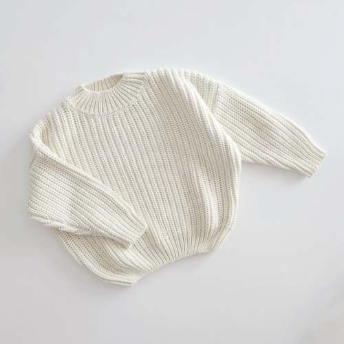 Kids Chunky Cotton Knit Sweater (3m-6y) - Cream