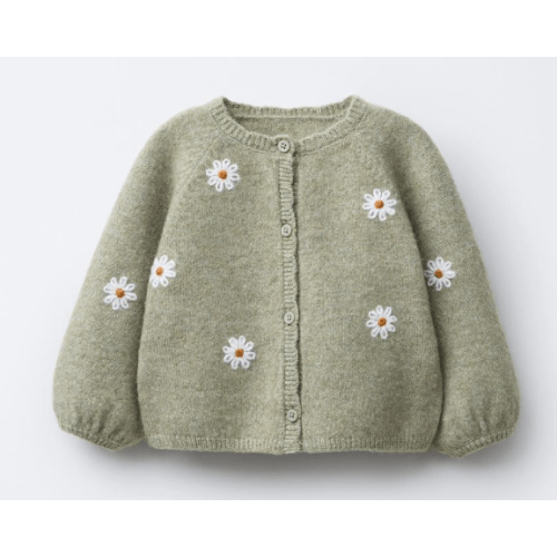 EMBROIDERED DAISY CARDIGAN - Light green | ZARA United States