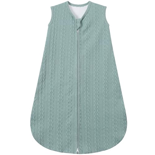 GUNTAIL Baby Sleep Sack 6-12 Months, Baby Wearable Blanket 100% Acrylic knit 2-Way Zipper Toddler Sleeping Sack TOG 0.5 (Green)