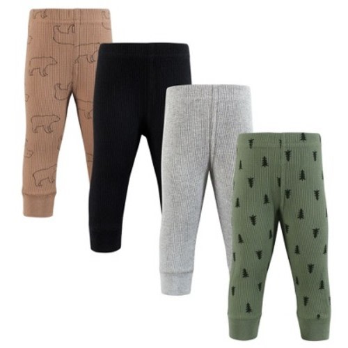 Hudson Baby Infant Boy Thermal Tapered Ankle Pants 4pk, Bear Tree, 6-9 Months