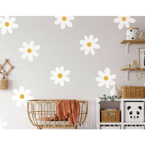 Big Daisy Flower Wall Decal - Set of 10 Flowers - Flower Wall Stickers - Boho Decor - Kids Room Wall Art