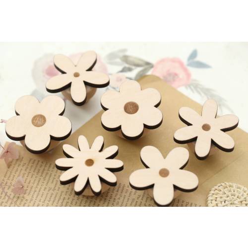 Wooden flower cabinet knob, kid room handles hardware, custom engraved nursery flower wood door drawer handles, wood dresser knobs