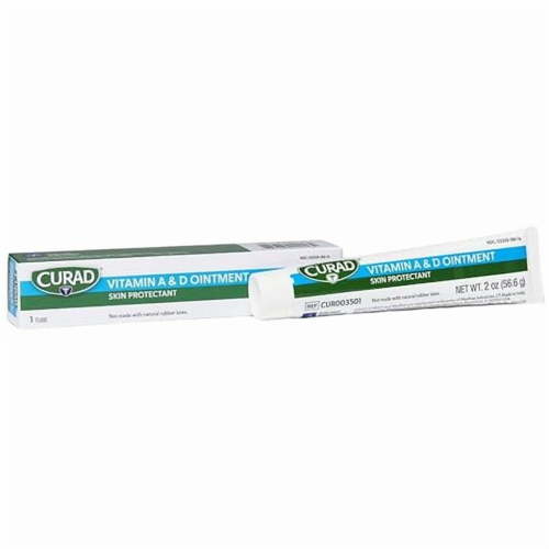 CURAD Vitamin A & D Ointment, 2 oz Tube, For minor cuts, scrapes & burns, 12 Count