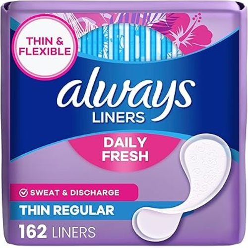 Always Daily Fresh Thin Liners, Regular Absorbency, Unscented Panty Liners, 162 Count