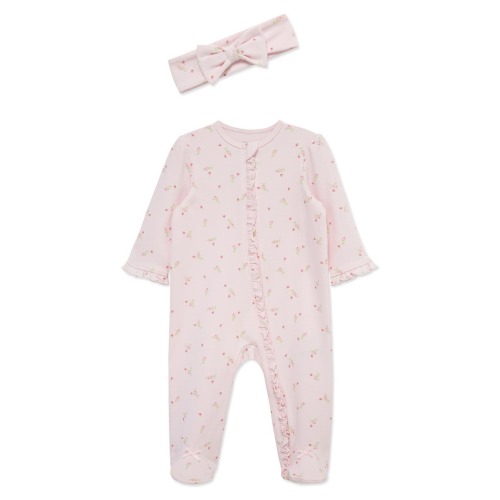 Little Me Rosebud Footie & Headband Set | Nordstromrack
