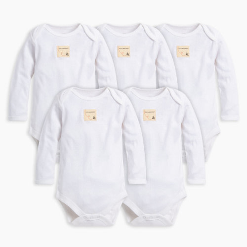 Burt's Bees Baby Organic Long Sleeve Bodysuit (5 Pack) - Cloud, 3-6 M