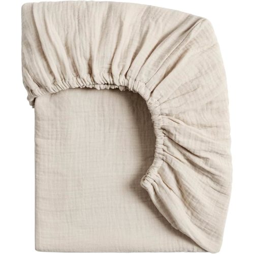 Meracorallo Muslin Mini Crib Sheet, Pack n Play Fitted Sheet, Soft and Breathable Pack and Play Playard Mattress Sheet for Baby Boys and Girls, Beige