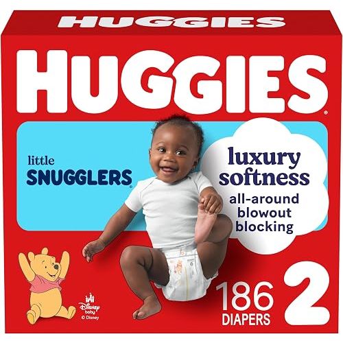 Huggies Little Snugglers Diapers Size 2, 186 Count (3 Packs of 62)